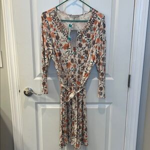 Daniel Rainn Multicolor Floral Long Sleeve Dress